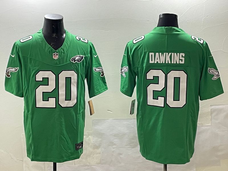 Men Philadelphia Eagles #20 Dawkins Green three generations 2025 Nike Vapor Limited NFL Jersey style 4